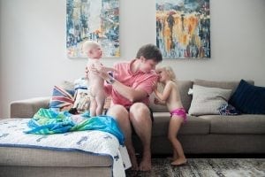 Chicago birth photography - baby, sister and mother